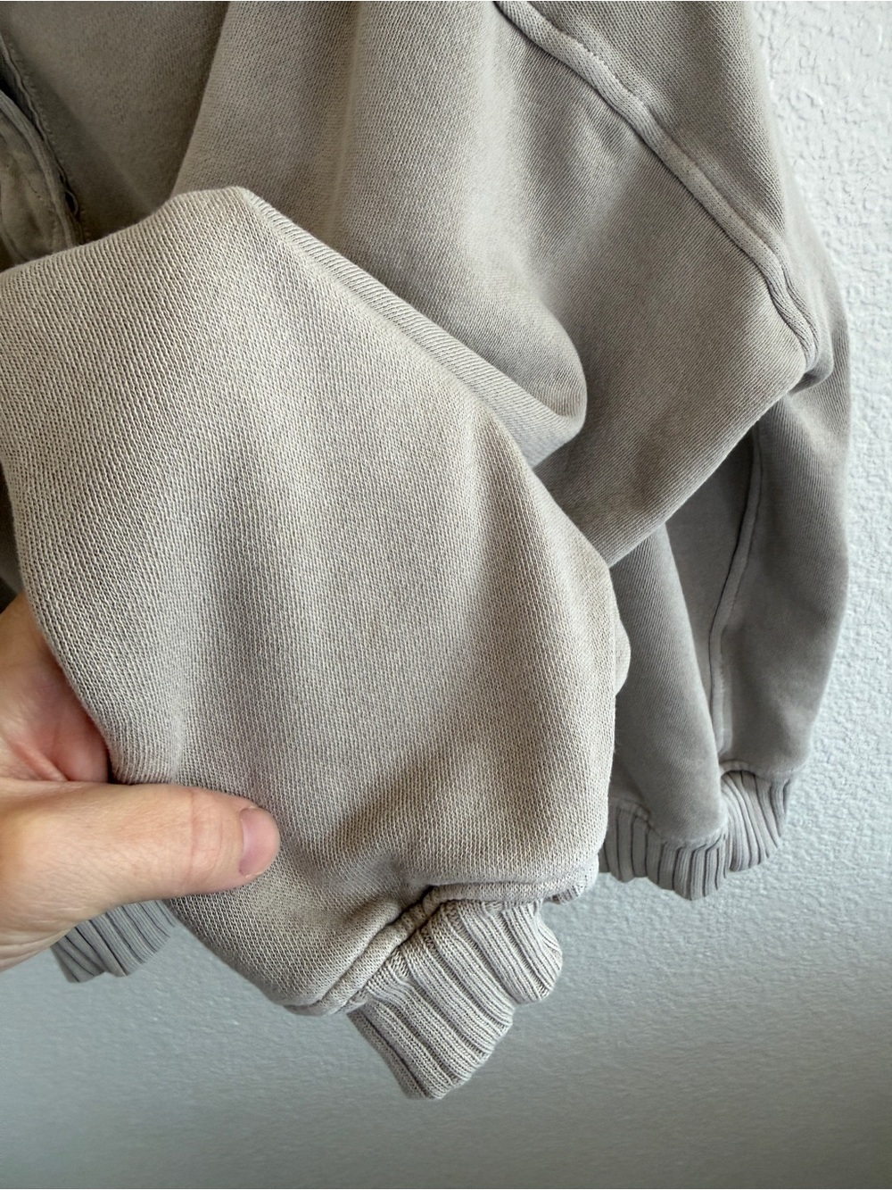 aerie oh snap Sweatshirt in Taupe with a Quilted Collar, Snap Henley Funnel Neck - Picture 4 of 12